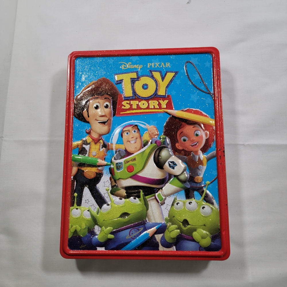 Toy Story Disney Pixar Coloring Books 4 Pencils Poster Activity Tin Collectible